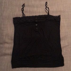 Black camisole with lace top and buttons
